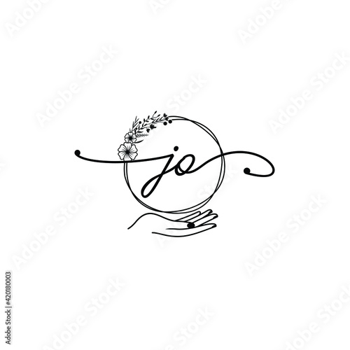 JO beautiful Initial handwriting logo template