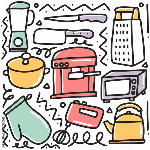 hand drawn doodle kitchen property with photo