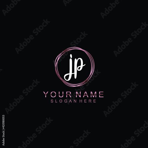 JP beautiful Initial handwriting logo template
