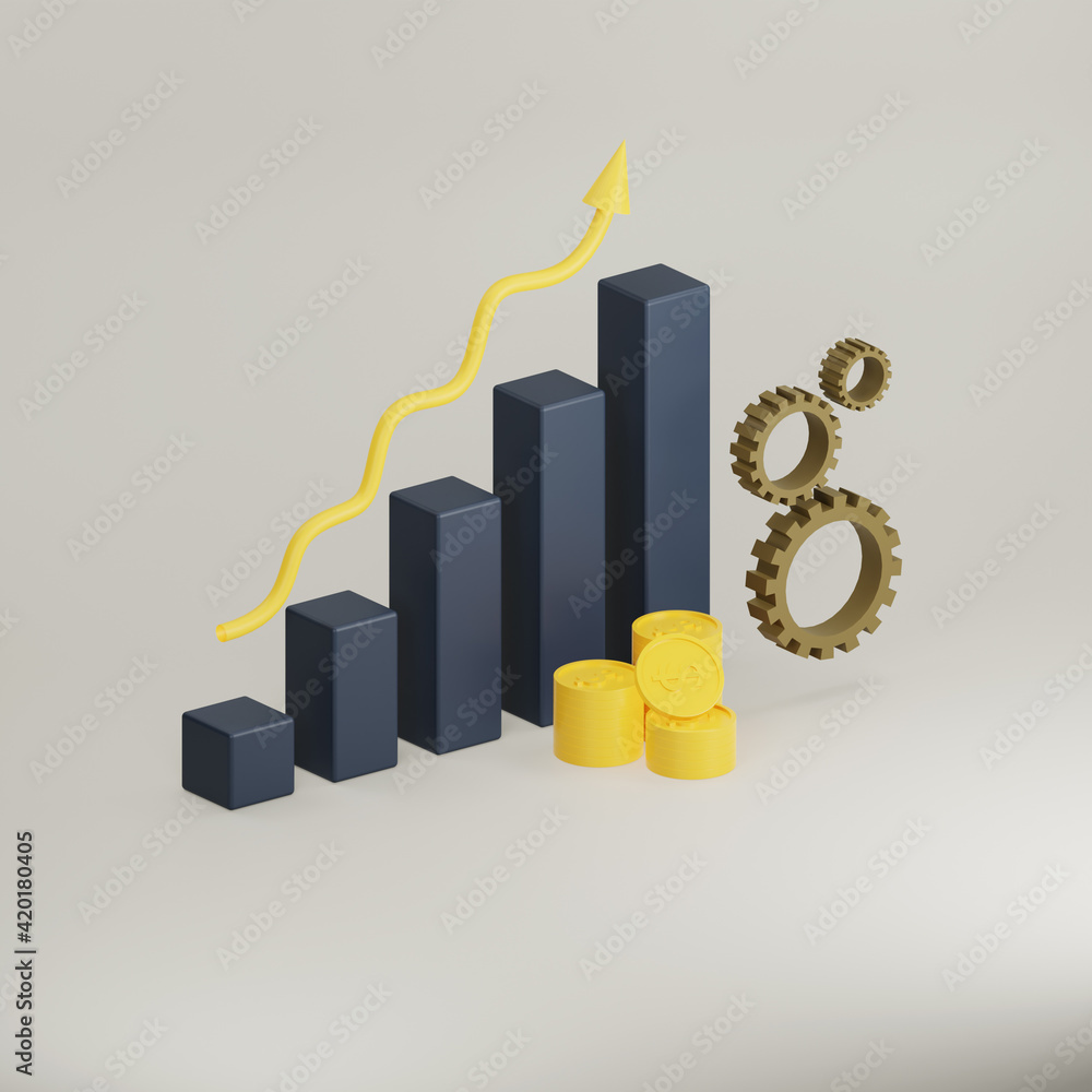3D render illustration boosting business get more money 3D render illustration boosting business get more money