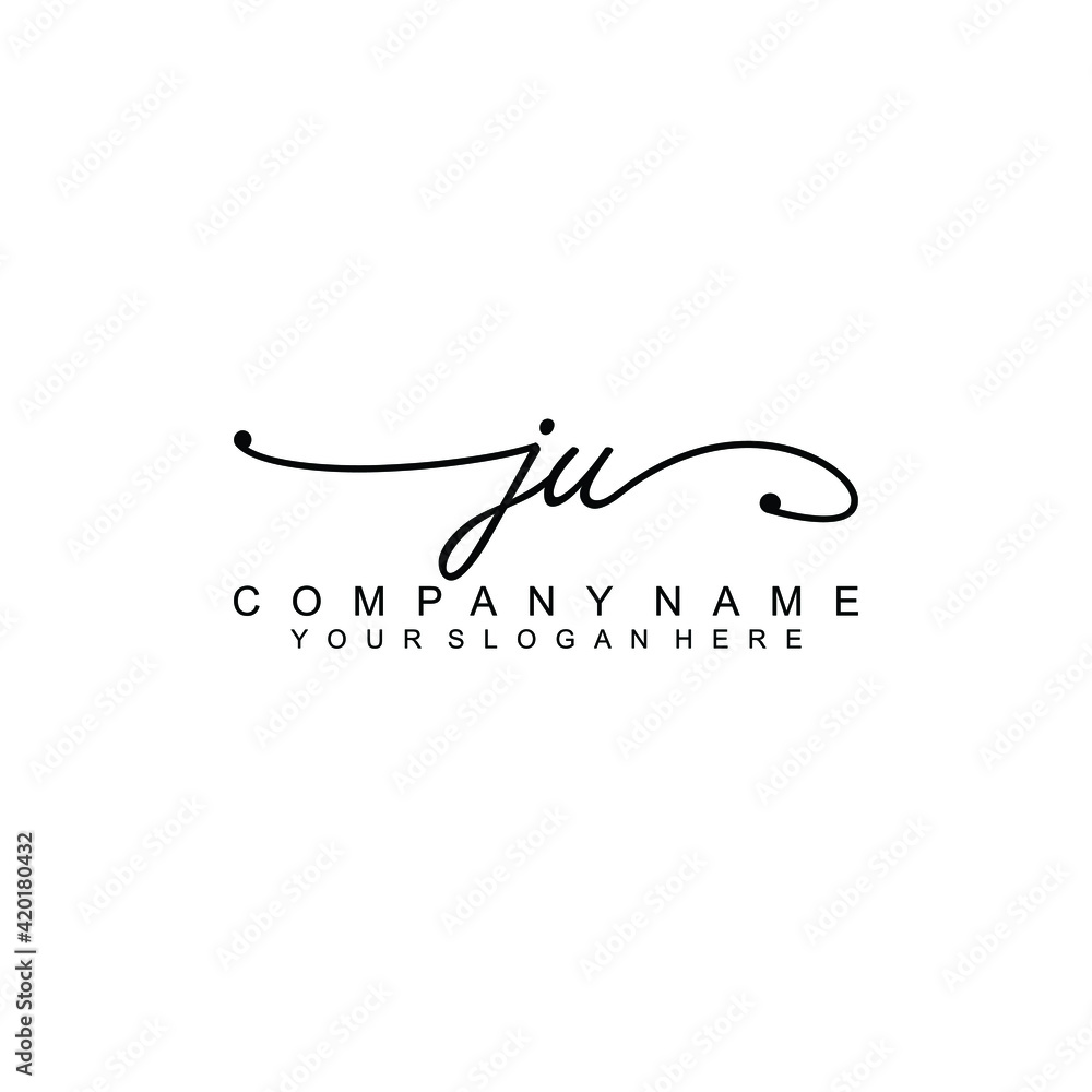 JU beautiful Initial handwriting logo template JU beautiful Initial handwriting logo template