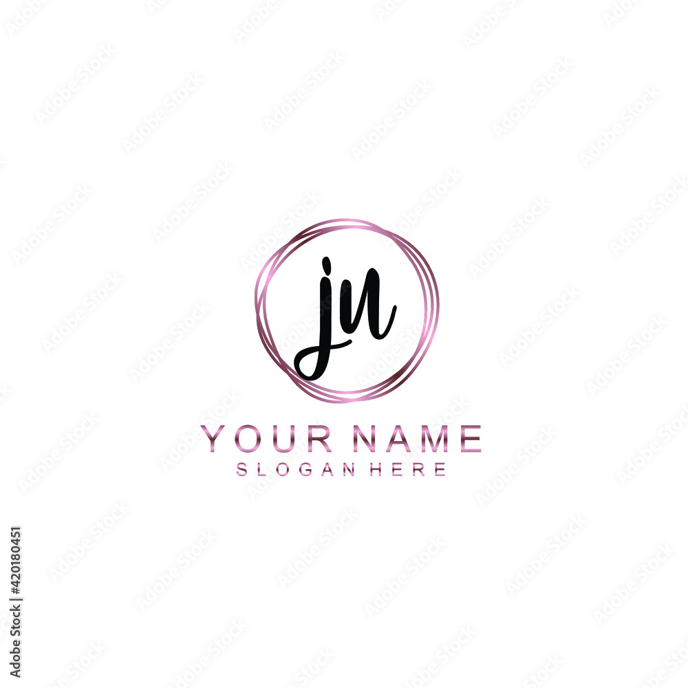 JU beautiful Initial handwriting logo template JU beautiful Initial handwriting logo template