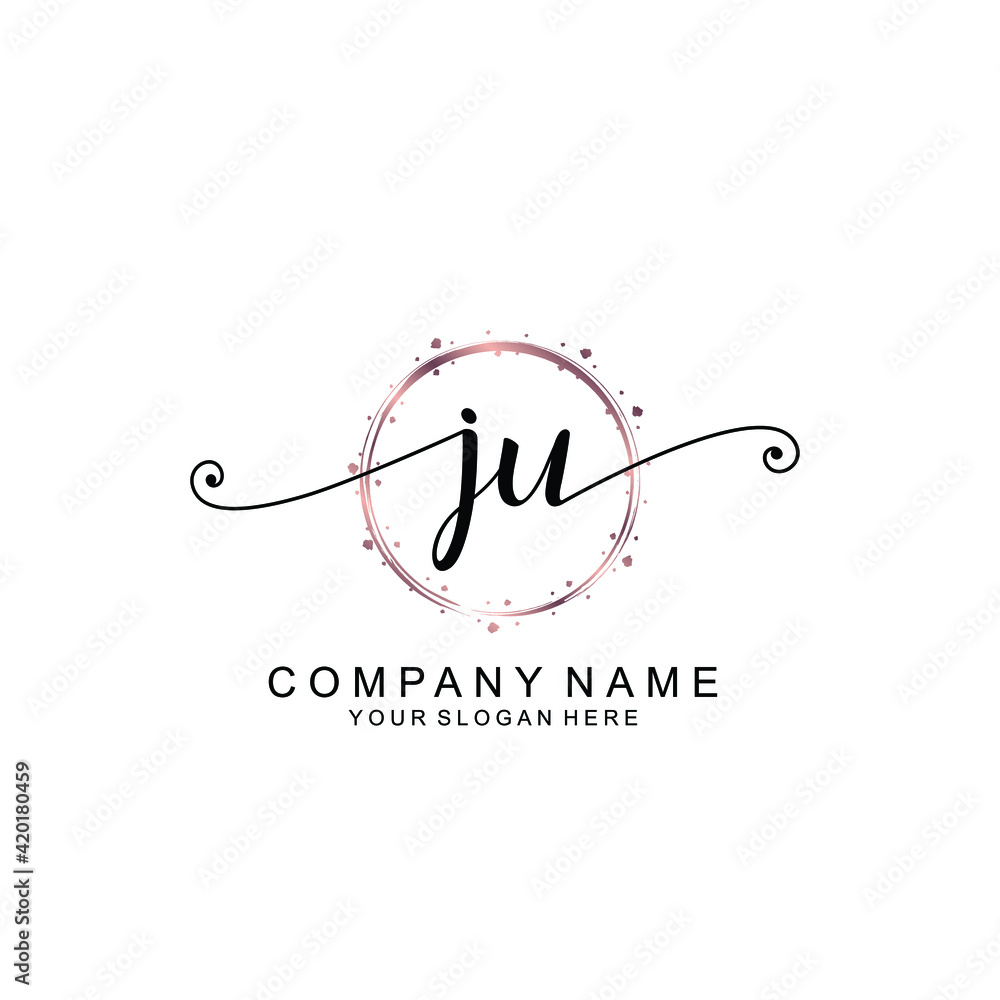 JU beautiful Initial handwriting logo template