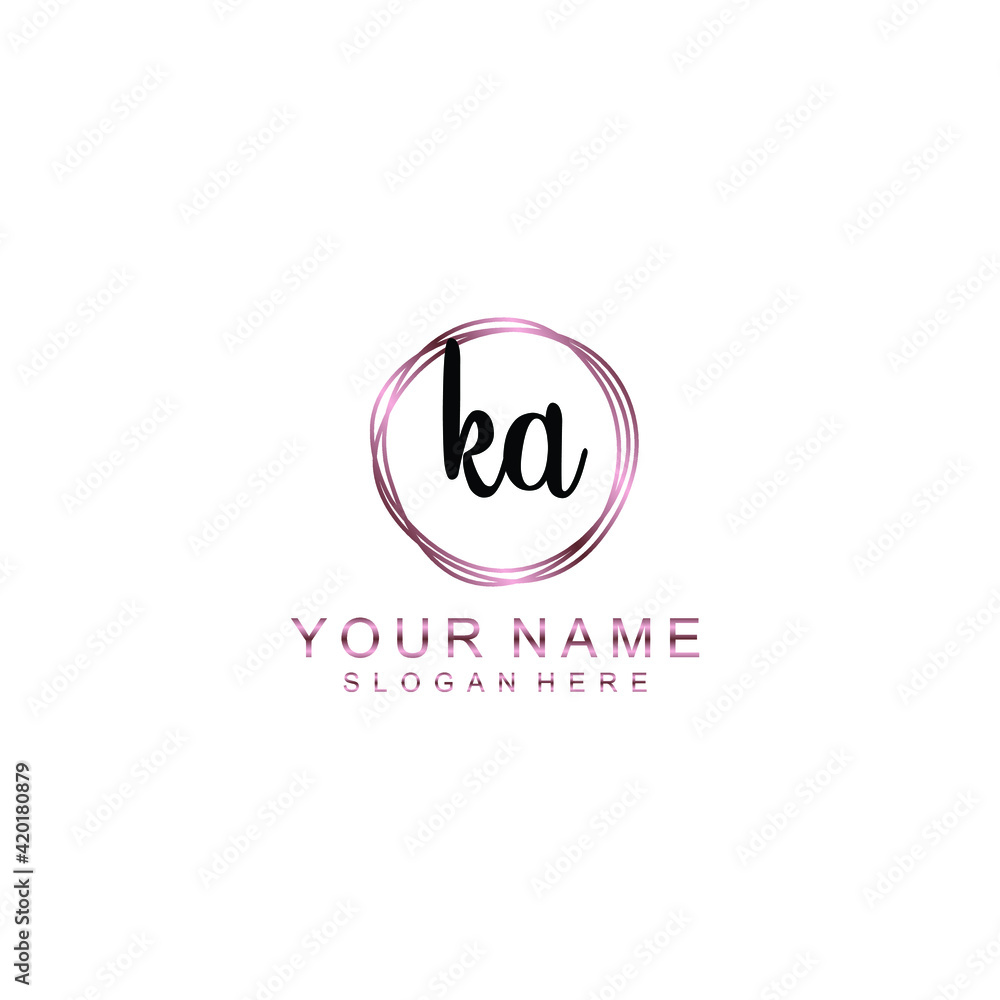 KA beautiful Initial handwriting logo template KA beautiful Initial handwriting logo template