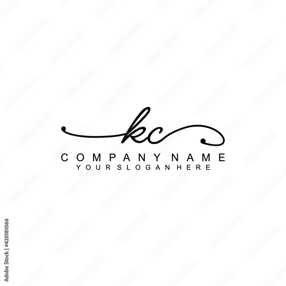 KC beautiful Initial handwriting logo template KC beautiful Initial handwriting logo template