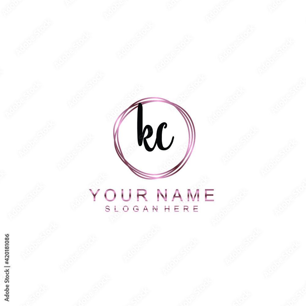 KC beautiful Initial handwriting logo template KC beautiful Initial handwriting logo template