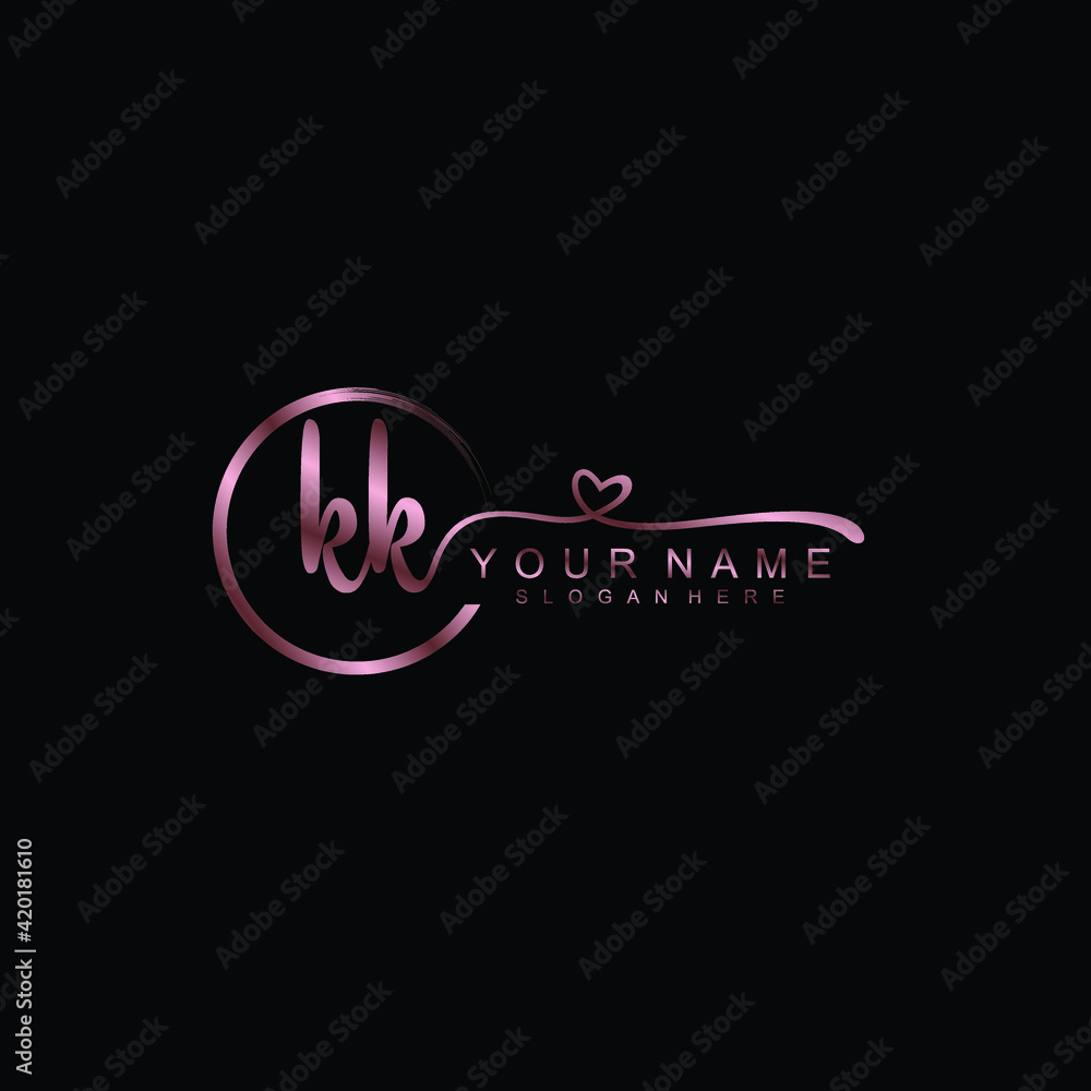 KK beautiful Initial handwriting logo template