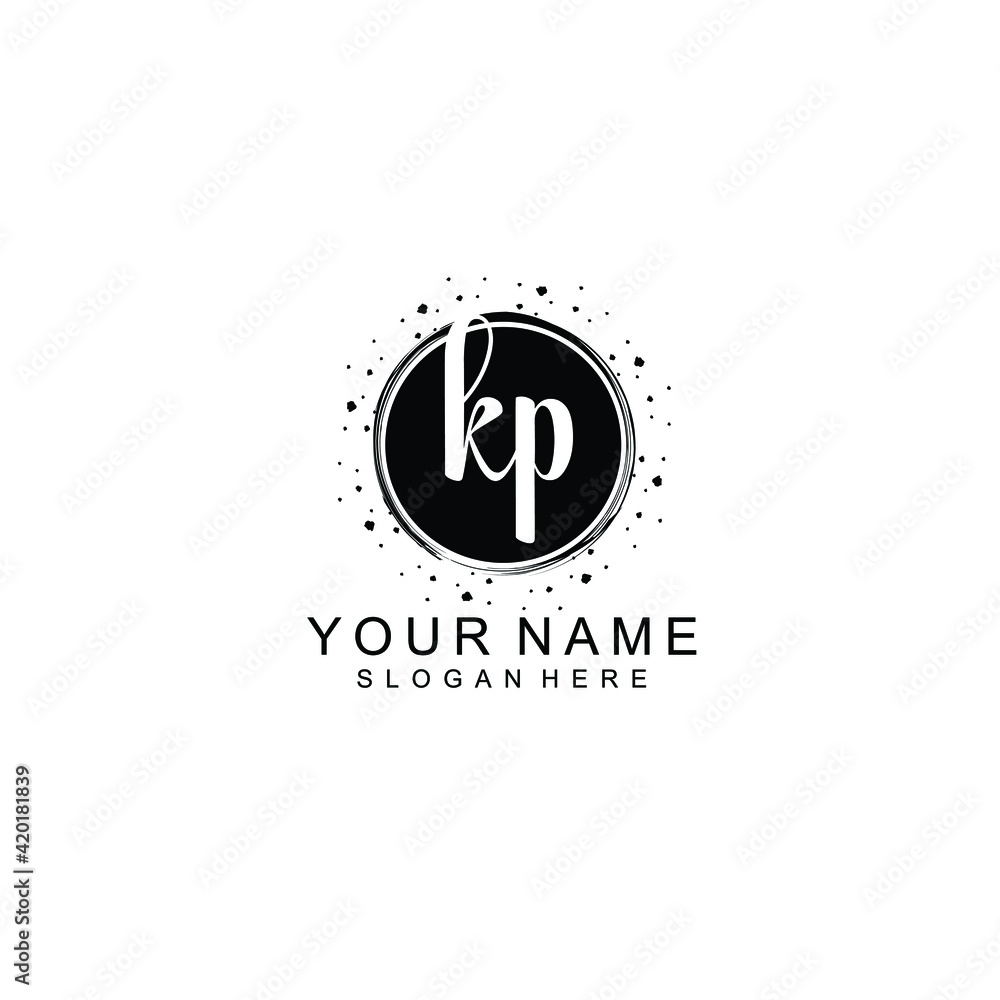 KP beautiful Initial handwriting logo template KP beautiful Initial handwriting logo template