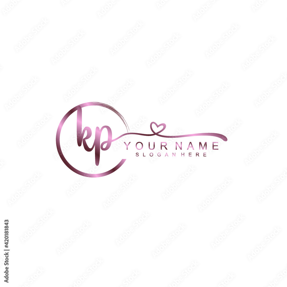 KP beautiful Initial handwriting logo template