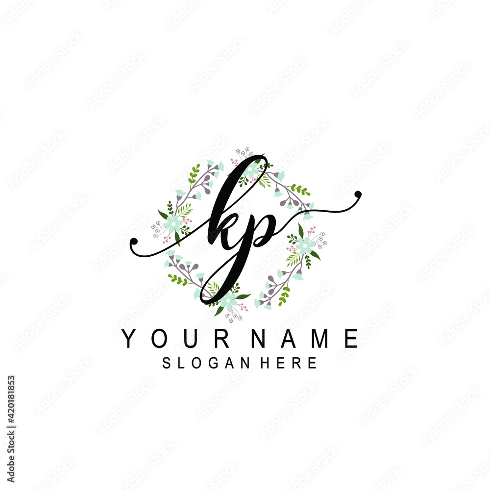KP beautiful Initial handwriting logo template KP beautiful Initial handwriting logo template