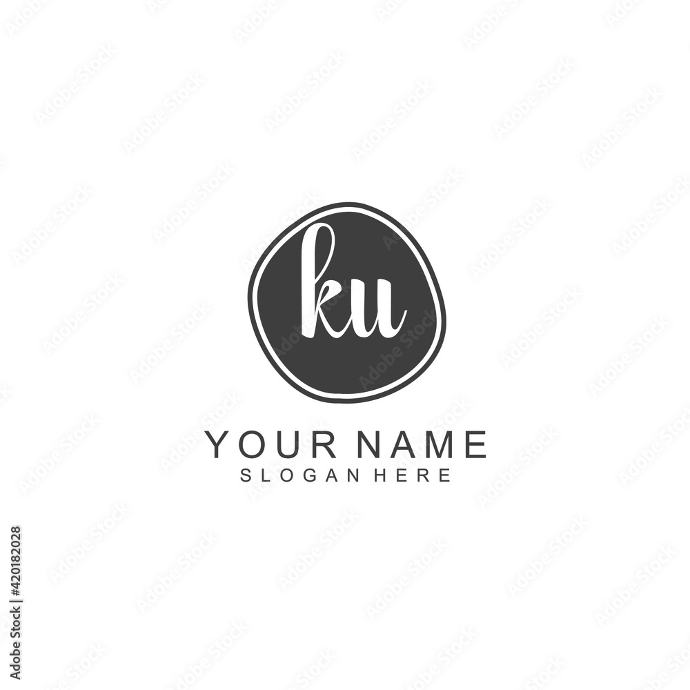 KU beautiful Initial handwriting logo template