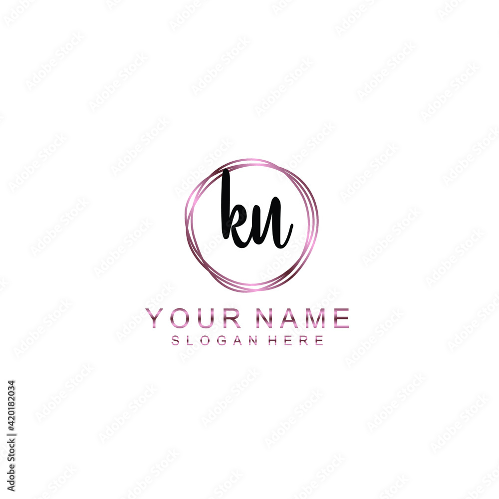 KU beautiful Initial handwriting logo template KU beautiful Initial handwriting logo template