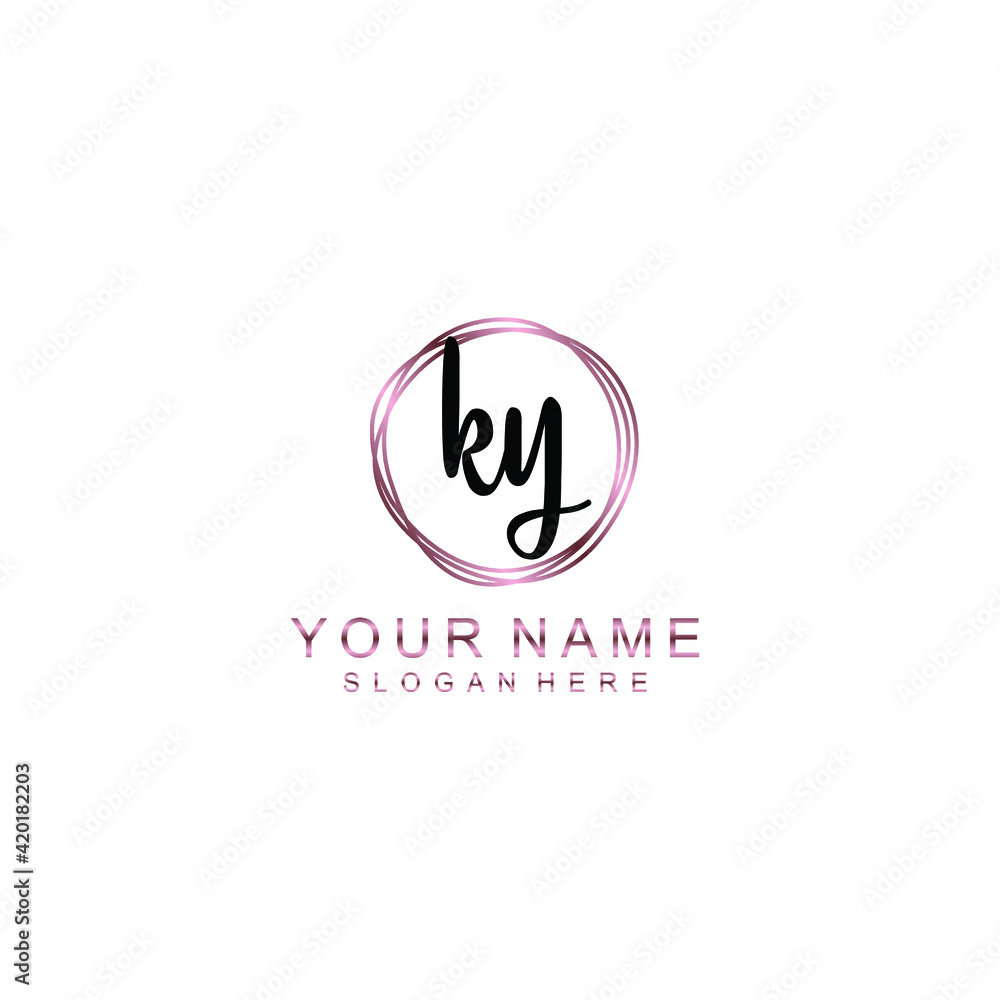 KY beautiful Initial handwriting logo template KY beautiful Initial handwriting logo template