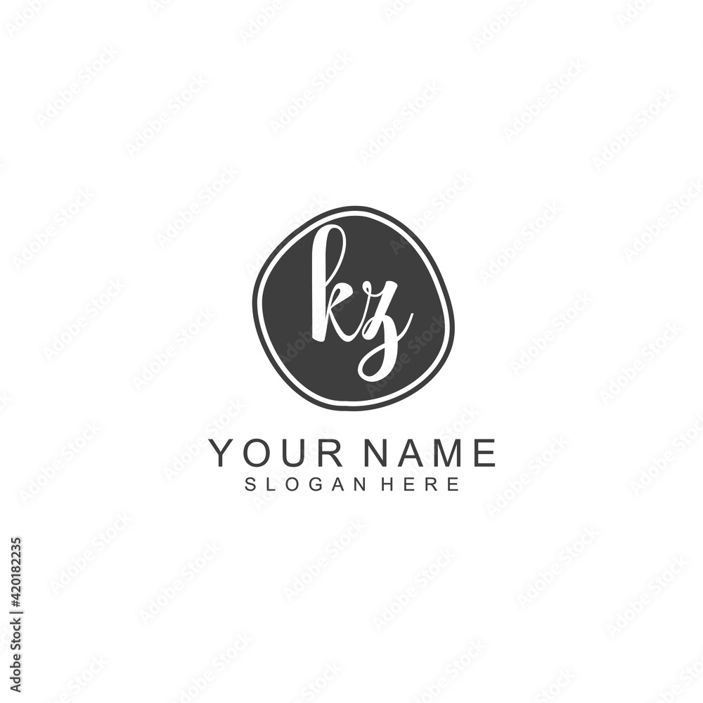KZ beautiful Initial handwriting logo template KZ beautiful Initial handwriting logo template