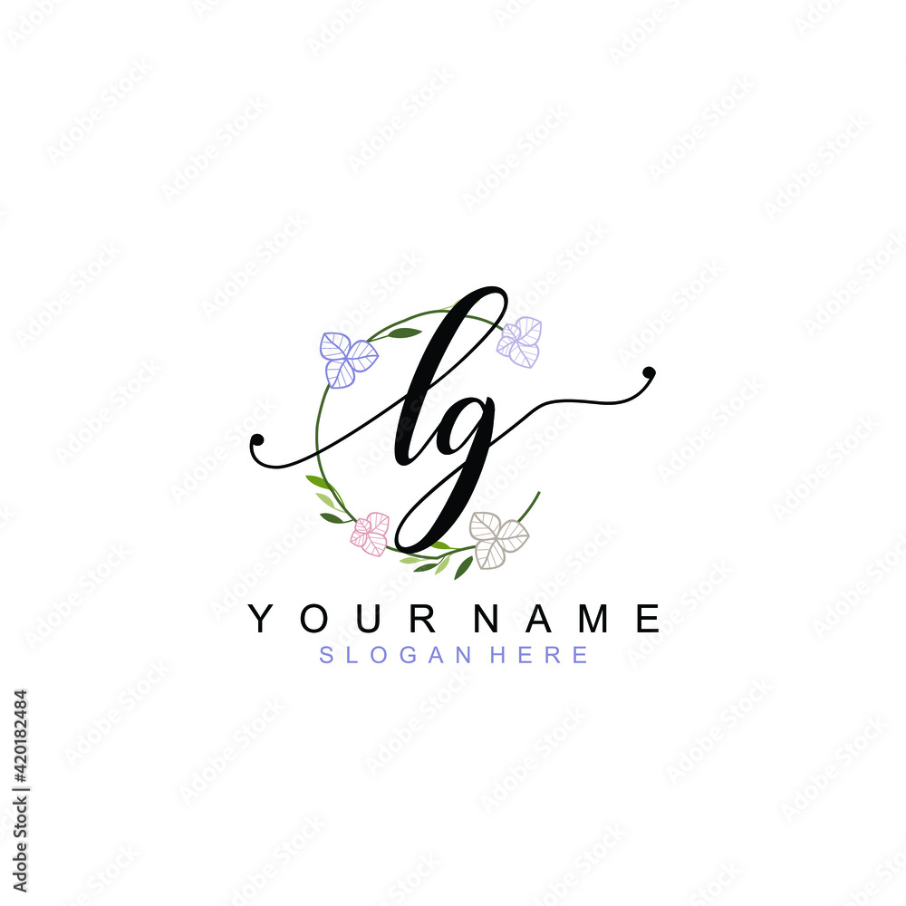 LG beautiful Initial handwriting logo template LG beautiful Initial handwriting logo template