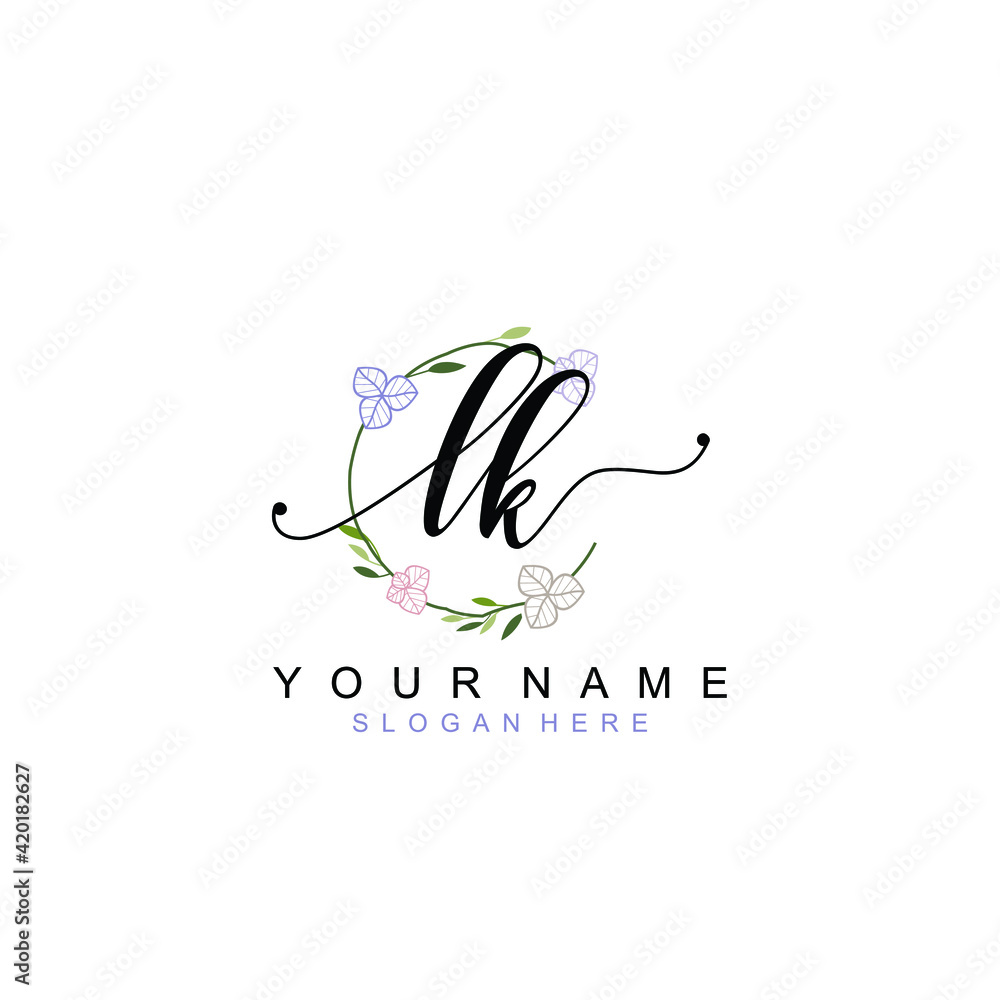 LK beautiful Initial handwriting logo template LK beautiful Initial handwriting logo template