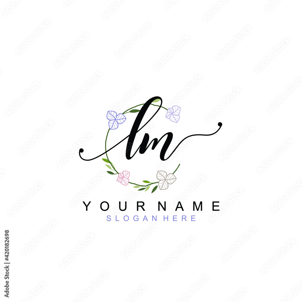 LM beautiful Initial handwriting logo template LM beautiful Initial handwriting logo template