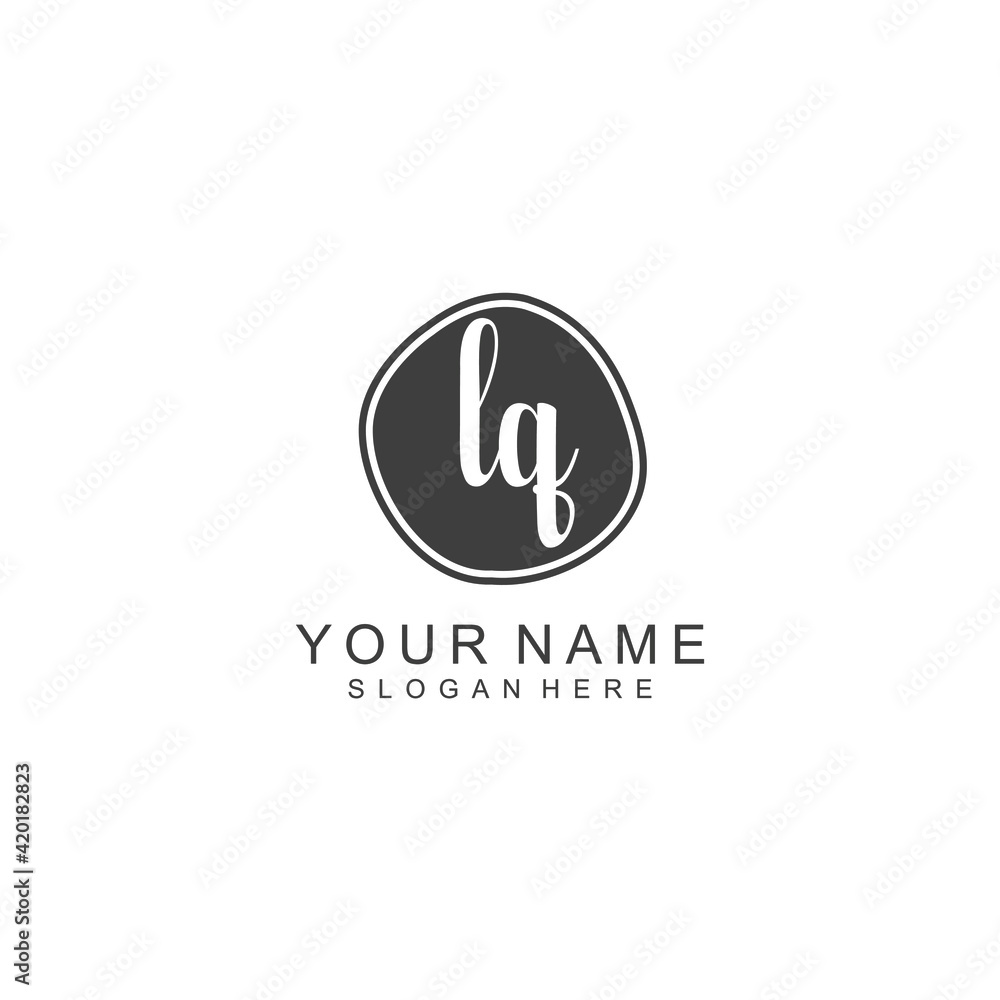 LQ beautiful Initial handwriting logo template LQ beautiful Initial handwriting logo template