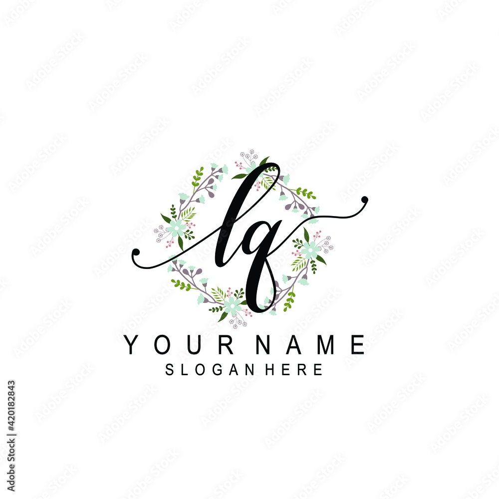 LQ beautiful Initial handwriting logo template LQ beautiful Initial handwriting logo template