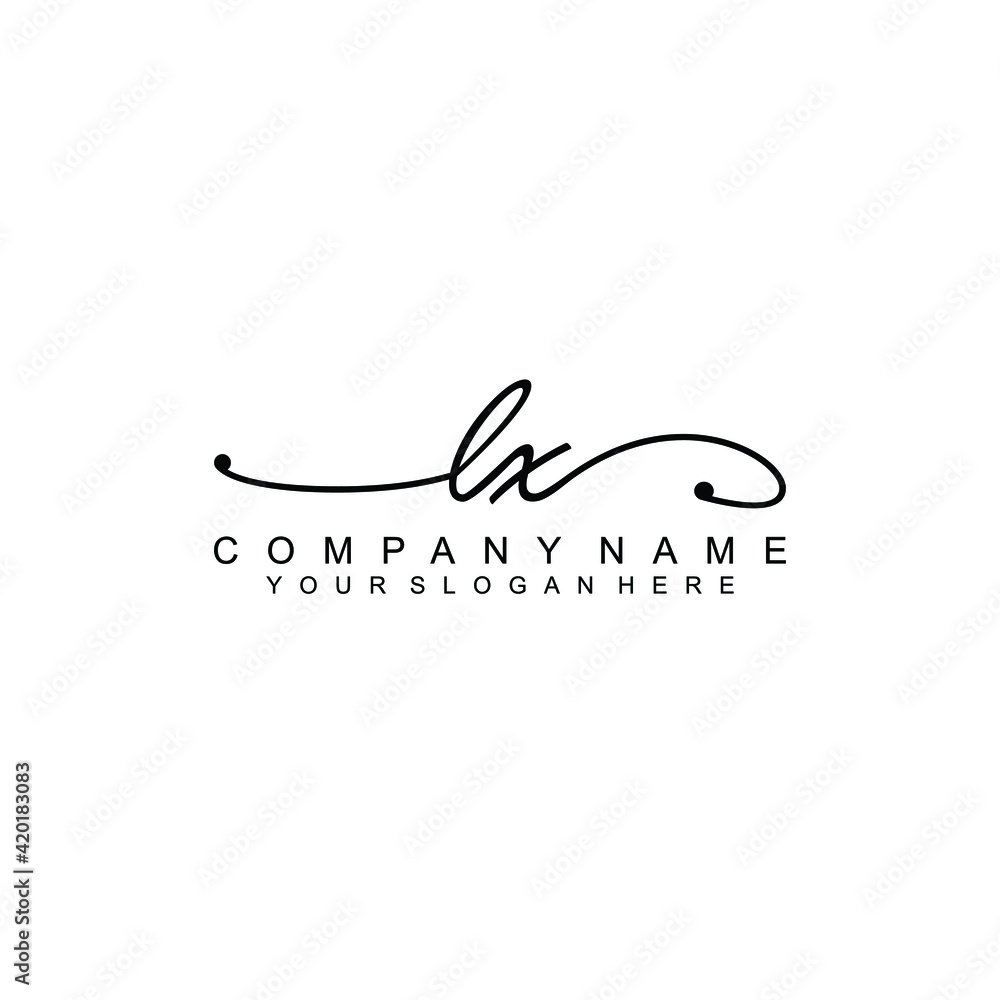 LX beautiful Initial handwriting logo template LX beautiful Initial handwriting logo template