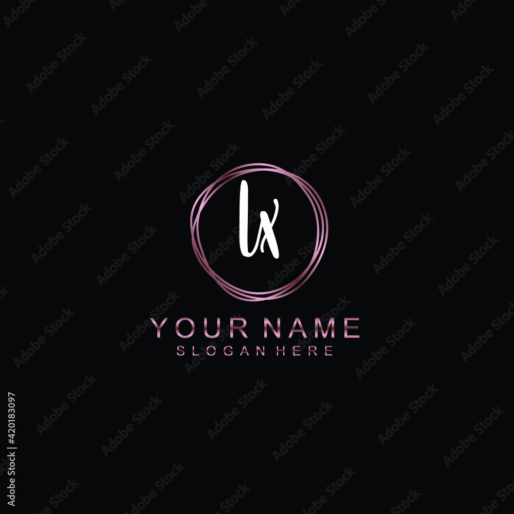 LX beautiful Initial handwriting logo template LX beautiful Initial handwriting logo template