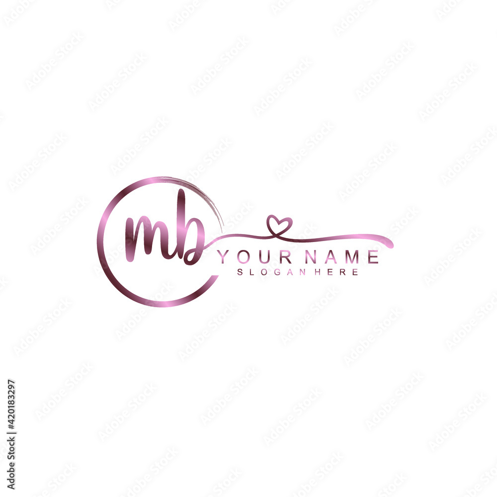MB beautiful Initial handwriting logo template