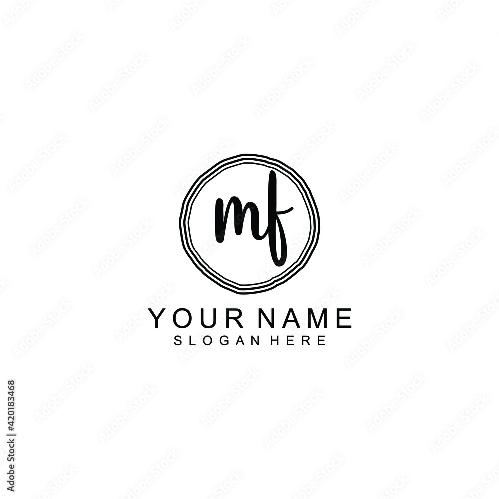 MF beautiful Initial handwriting logo template