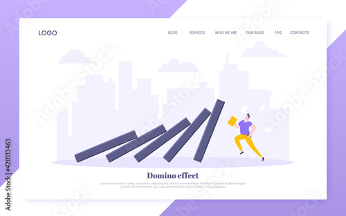 Domino effect or business resilience metaphor vector illustration concept.
