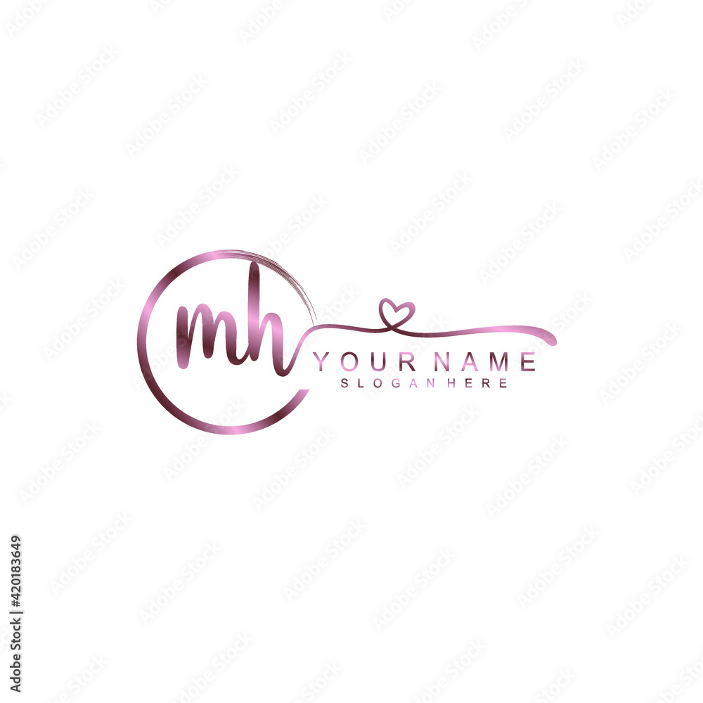 MH beautiful Initial handwriting logo template