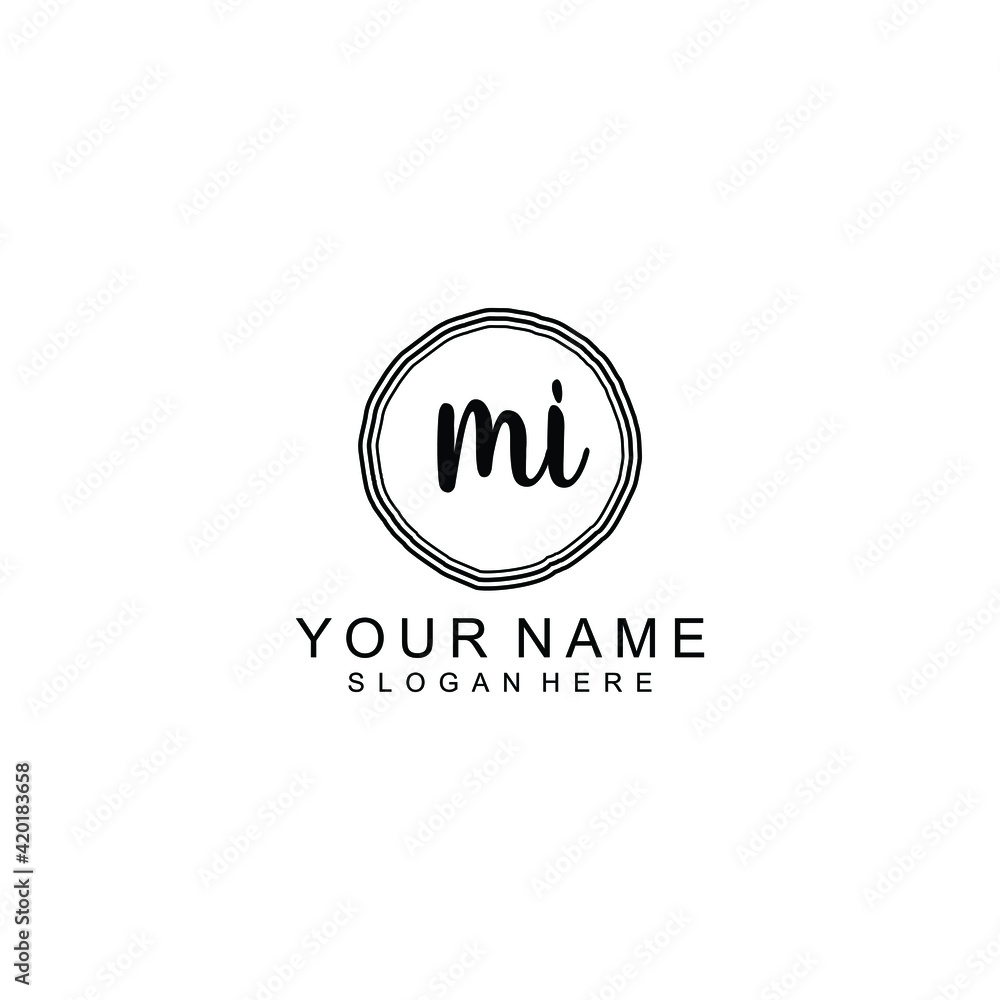MI beautiful Initial handwriting logo template MI beautiful Initial handwriting logo template