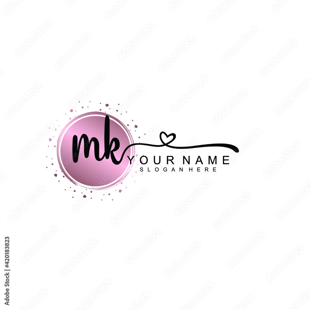 MK beautiful Initial handwriting logo template
