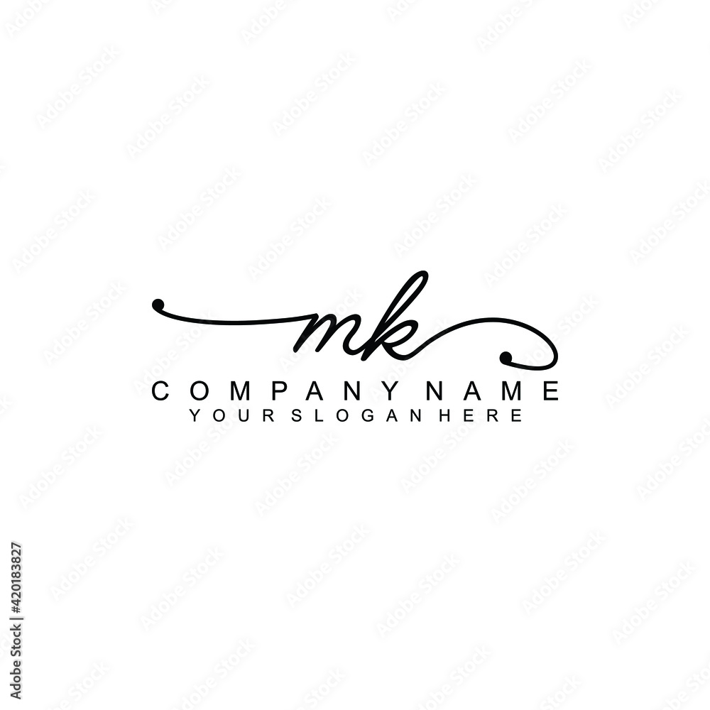 MK beautiful Initial handwriting logo template MK beautiful Initial handwriting logo template