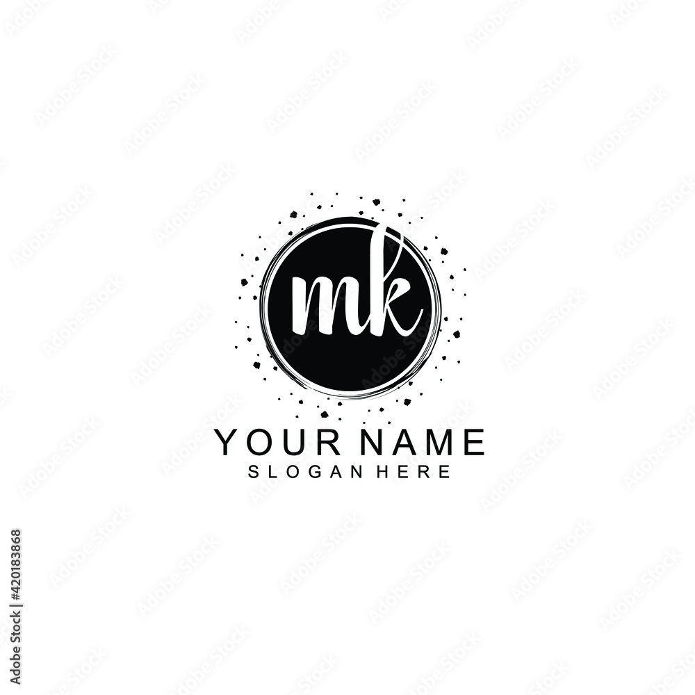 MK beautiful Initial handwriting logo template MK beautiful Initial handwriting logo template