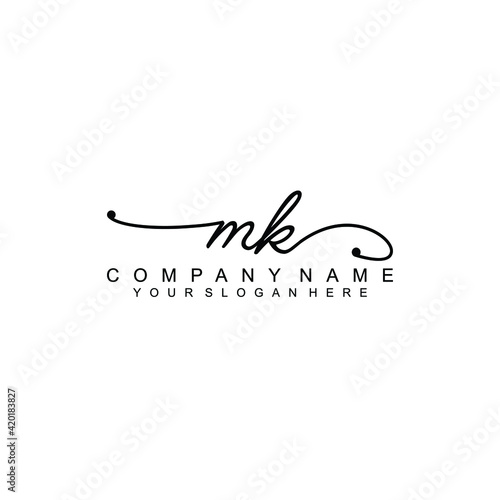 MK beautiful Initial handwriting logo template