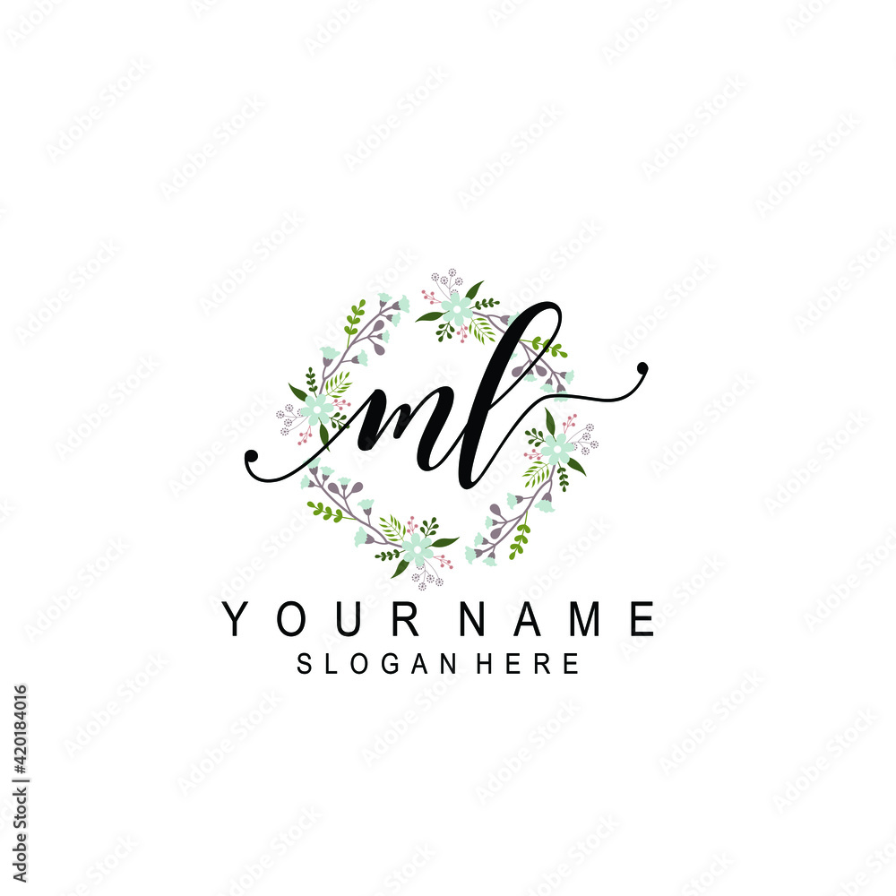 ML beautiful Initial handwriting logo template ML beautiful Initial handwriting logo template