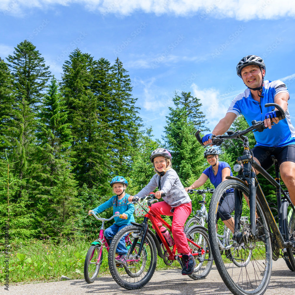 Fototapeta premium Raus ins Grüne mit dem Fahrrad - mit der ganzen Familie