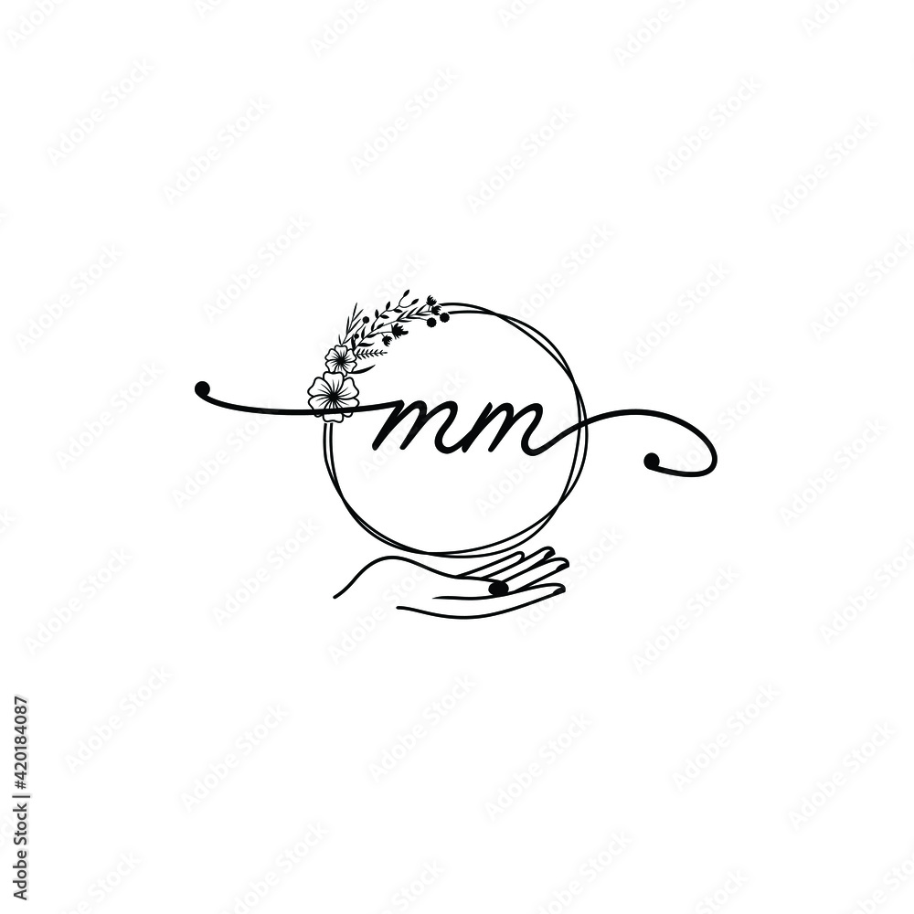 MM beautiful Initial handwriting logo template MM beautiful Initial handwriting logo template