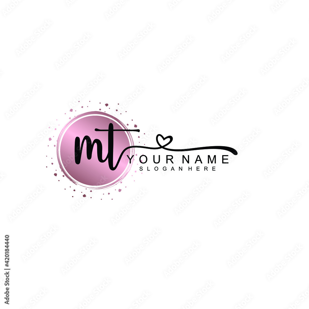 MT beautiful Initial handwriting logo template MT beautiful Initial handwriting logo template