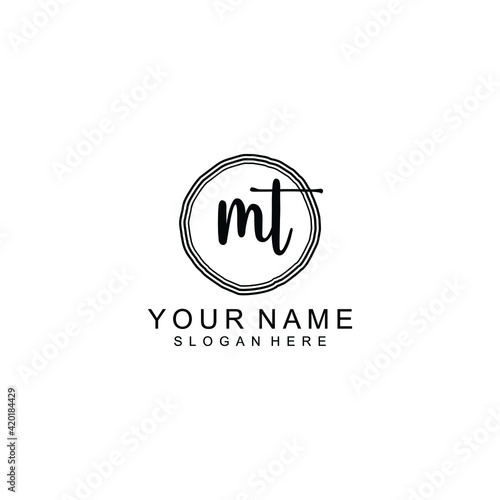 MT beautiful Initial handwriting logo template