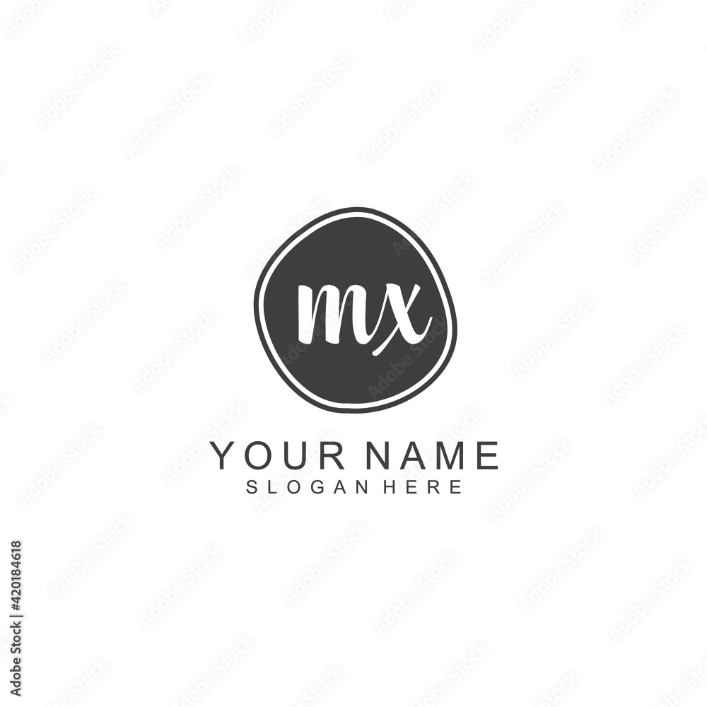 MX beautiful Initial handwriting logo template MX beautiful Initial handwriting logo template