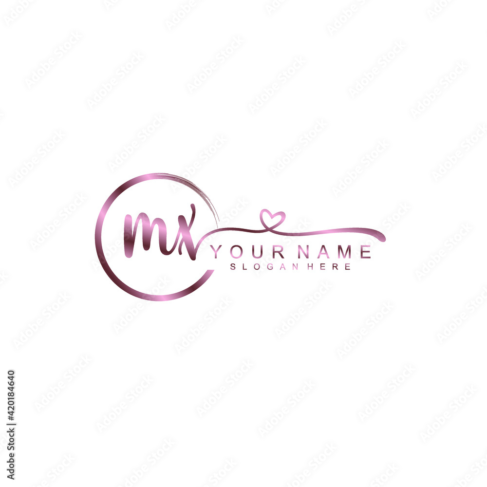 MX beautiful Initial handwriting logo template