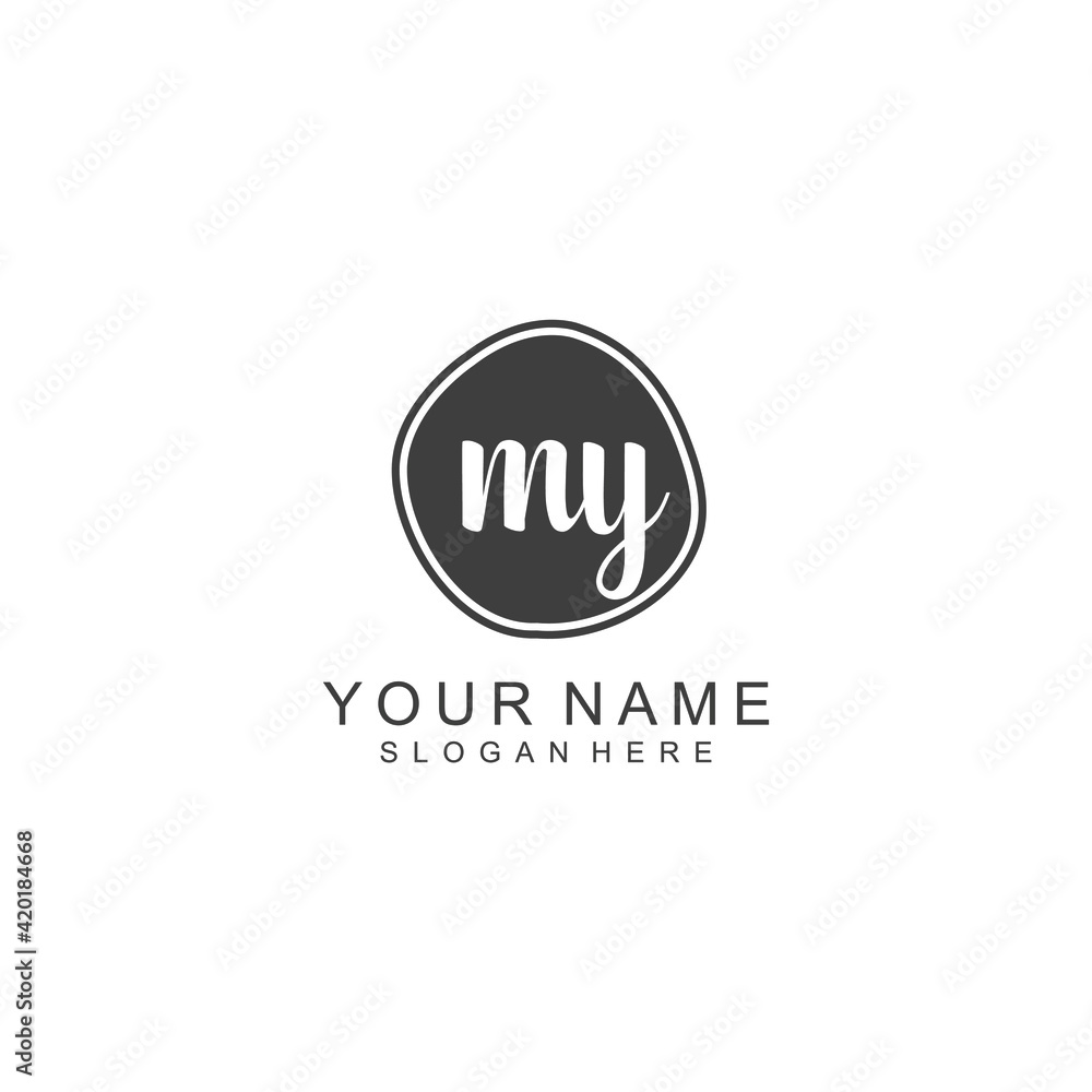 MY beautiful Initial handwriting logo template MY beautiful Initial handwriting logo template
