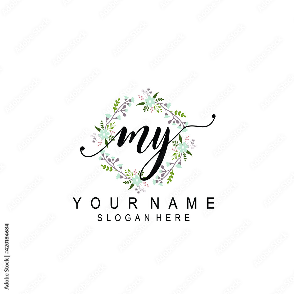 MY beautiful Initial handwriting logo template MY beautiful Initial handwriting logo template