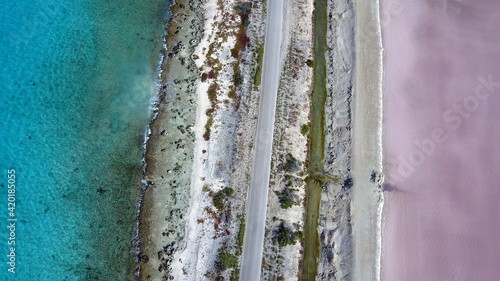 salt ponds aerial view in bonaire