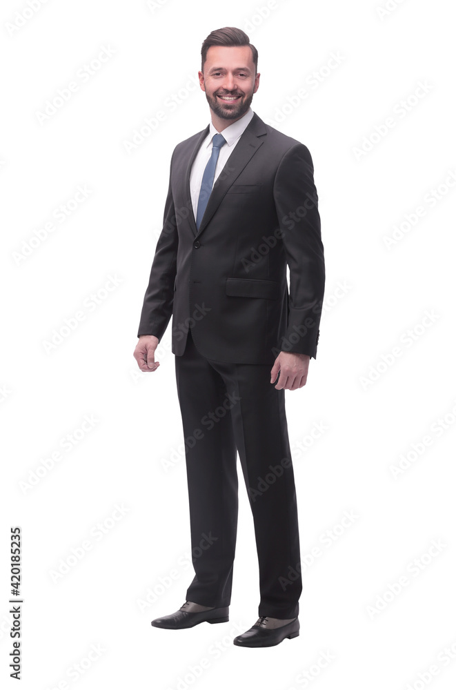 in full growth. smiling young businessman . isolated on white in full growth. smiling young businessman . isolated on white