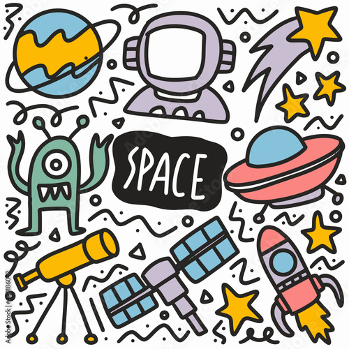 doodle space hand drawing
