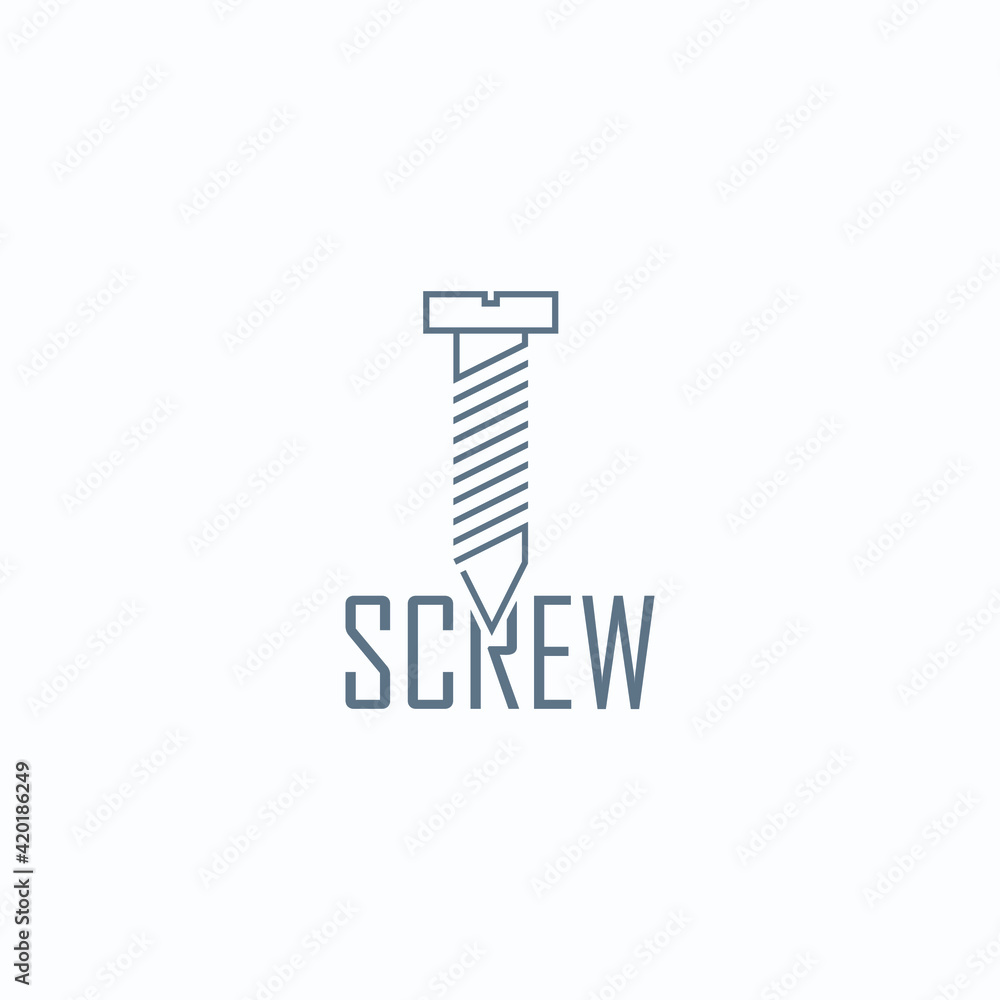 Grey screw and text vector logo design Grey screw and text vector logo design