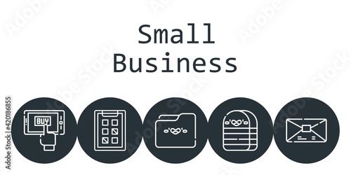 small business background concept with small business icons. Icons related mobile shopping, eraser, folder, mail, tasks