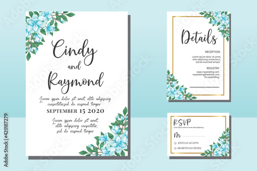 Wedding invitation frame set, floral watercolor hand drawn Magnolia Flower design Invitation Card Template