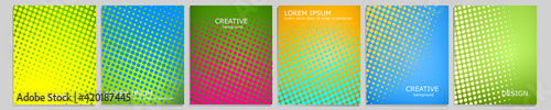 Set of vector cover notebook design. Abstract pop art dotted gradient template design for notebook paper, copybook brochures, book, magazine. Planner and diary cover for print
